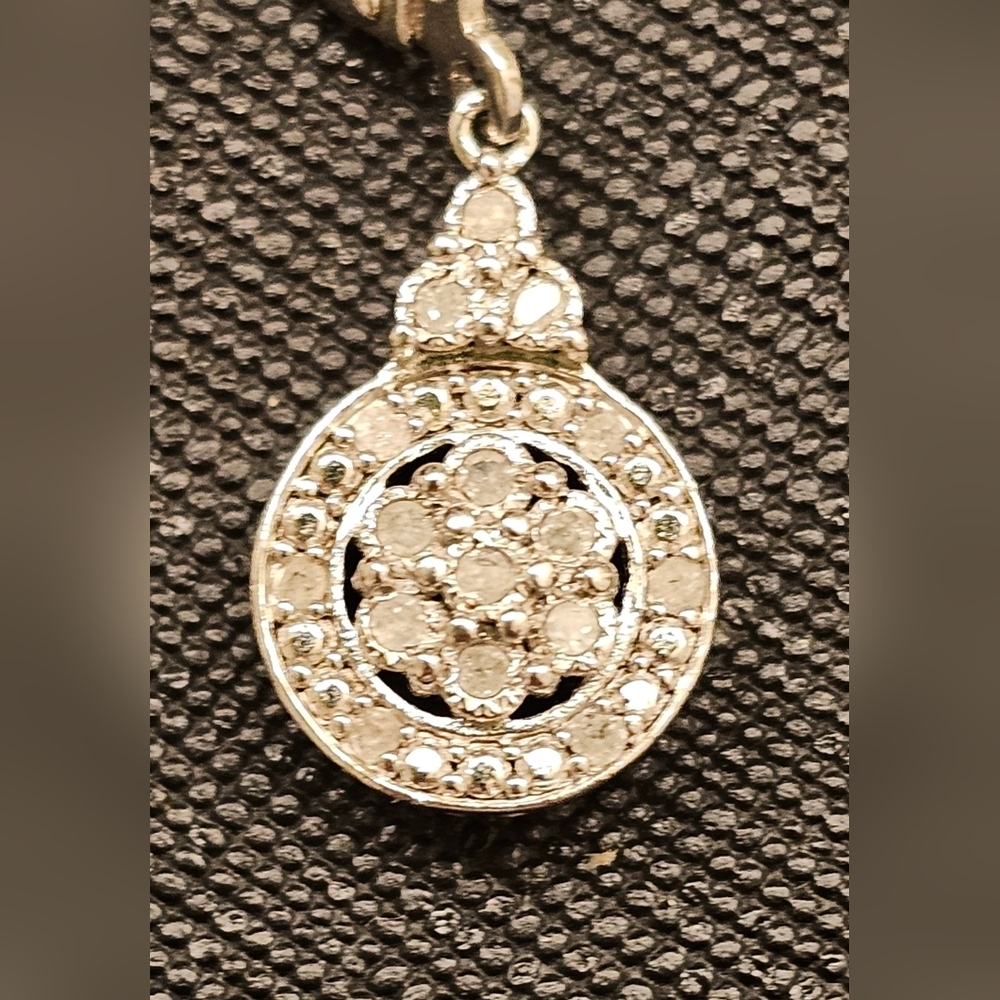 Delicate 925 Sterling Silver with Natural Diamonds Drop Earrings - Picture 2 of 4